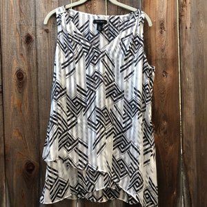 WHBM Sleeveless Asymmetrical Shadow Striped Tunic